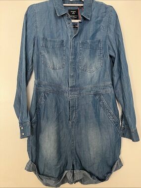Superdry Washed Denim Long-Sleeve Romper - Blue